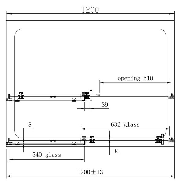 Cabina de dus Fluminia, Panda black, 120 x 90, cu usa culisanta si perete lateral fix, negru