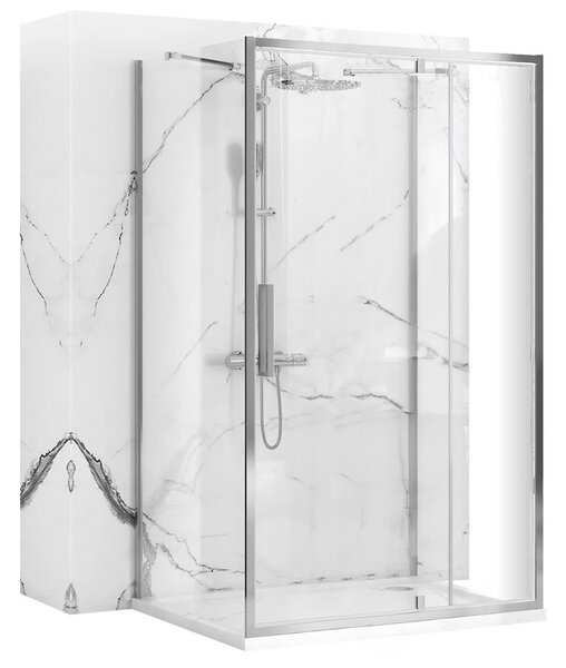 Rea Rapid Swing, cabină de duș cu 3 pereți 100 (uşă) x 100 (perete) x 100 (perete) x 195 cm, sticlă transparentă de 6 mm, profil cromat, KPL-09123