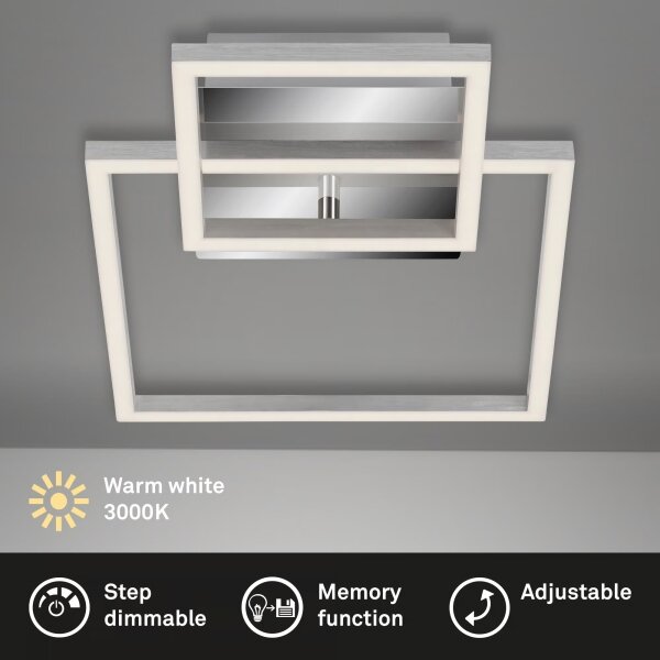 Plafonieră LED dimabilă, 12W, 230V, 3000K, crom mat