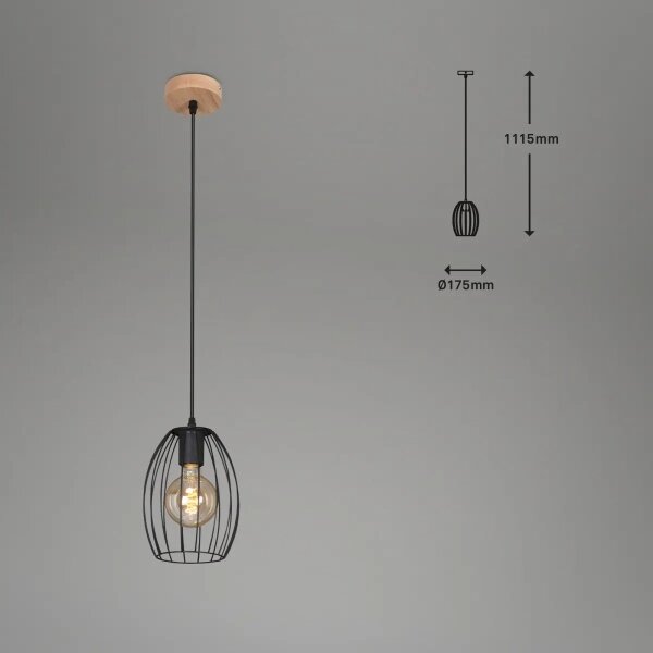 Lampă suspendată pe cablu 1xE27/60W/230V, neagră