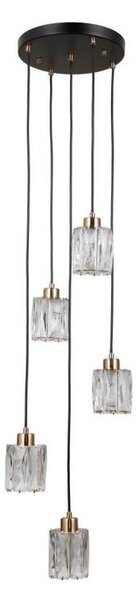 ITALUX PND-40813-5R-BK-HBR - Lustră suspendată pe cablu TORNO, 5xE14/40W/230V, negru/auriu