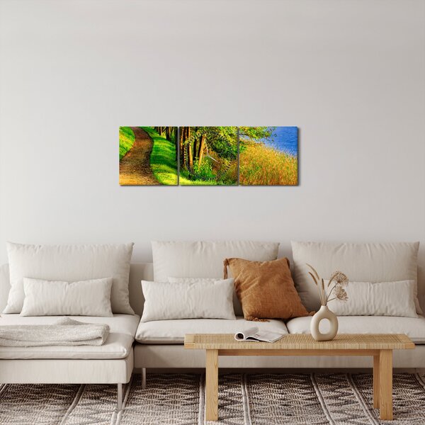 Tablou - poteci pe malul apei (cu ceas) (90x30 cm)