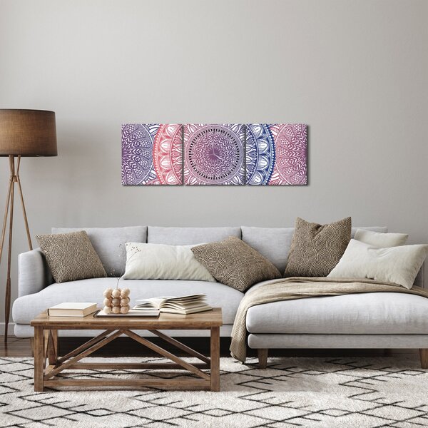 Tablou din mandale (cu ceas) (90x30 cm)
