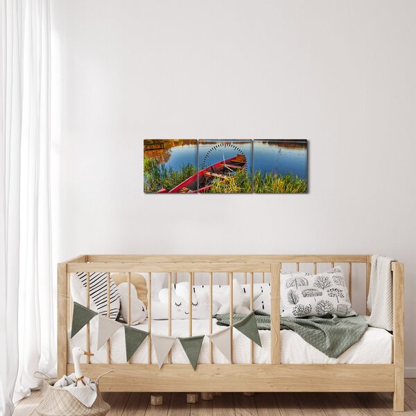 Tablou cu punte roșie (cu ceas) (90x30 cm)