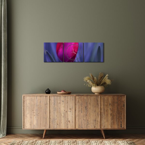 Tablou mugure de lalea (cu ceas) (90x30 cm)