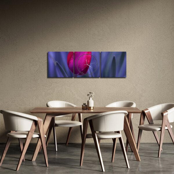 Tablou mugure de lalea (cu ceas) (90x30 cm)