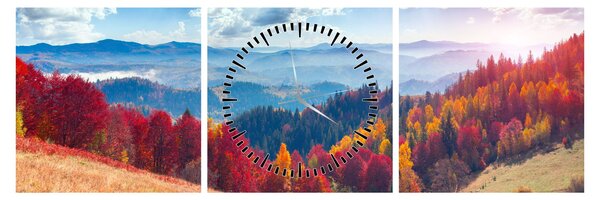 Tablou cu peisaj de toamnă pitoresc (cu ceas) (90x30 cm)