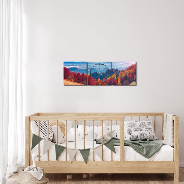 Tablou cu peisaj de toamnă pitoresc (cu ceas) (90x30 cm)