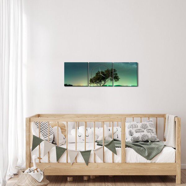Tablou cu cerul nocturn (cu ceas) (90x30 cm)