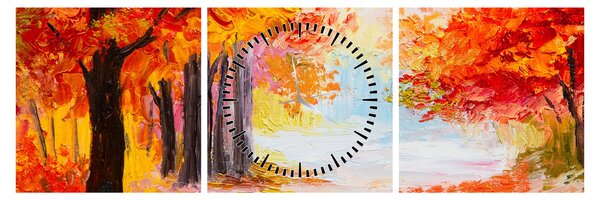 Tablou - Pictura, toamna colorată (cu ceas) (90x30 cm)