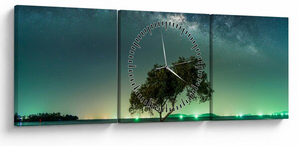 Tablou cu cerul nocturn (cu ceas) (90x30 cm)