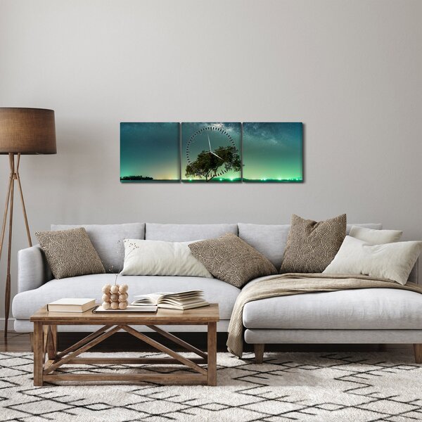 Tablou cu cerul nocturn (cu ceas) (90x30 cm)