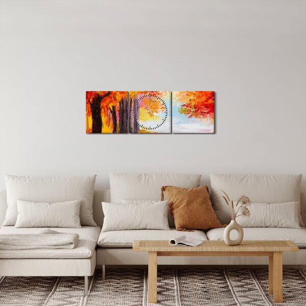 Tablou - Pictura, toamna colorată (cu ceas) (90x30 cm)
