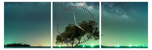 Tablou cu cerul nocturn (cu ceas) (90x30 cm)