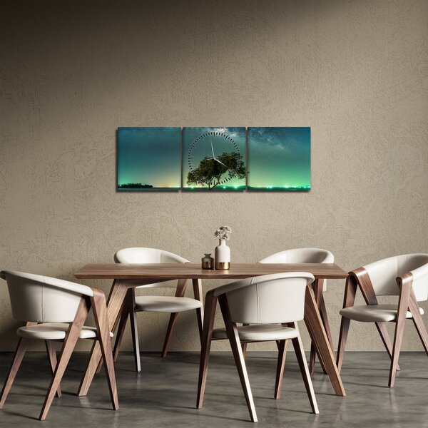 Tablou cu cerul nocturn (cu ceas) (90x30 cm)