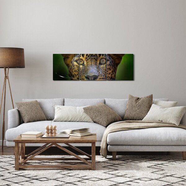 Tablou - Portretul leoparduslui, Sri Lanka (cu ceas) (90x30 cm)