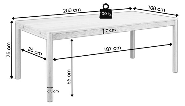 MAZZONI EXPORT PACIFIC Stejar Natural 200x100 cm – MASĂ DIN LEMN ÎN STIL BOHO/SCANDINAV