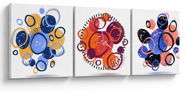 Tabloul cercuri colorate (cu ceas) (90x30 cm)