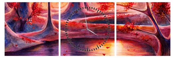 Tablou cu pădurea fermecată (cu ceas) (90x30 cm)