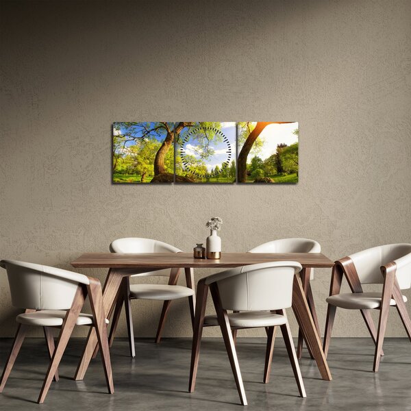 Tablou lunca ne primăvară (cu ceas) (90x30 cm)