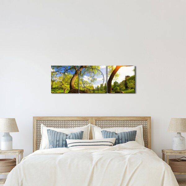Tablou lunca ne primăvară (cu ceas) (90x30 cm)