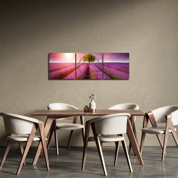 Tablou câmp cu lavandă (cu ceas) (90x30 cm)