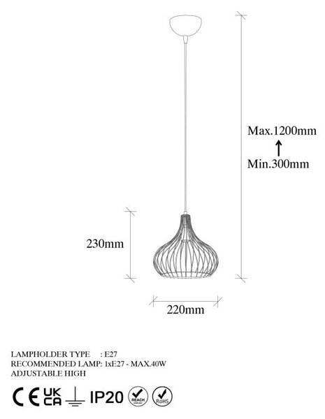Lustra TELDAMLA-11905 Negru/Antic