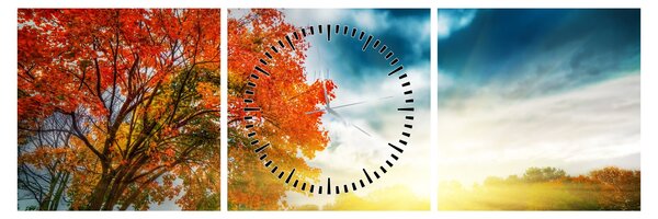 Tablou peisaj cu scufundat în razele solare (cu ceas) (90x30 cm)