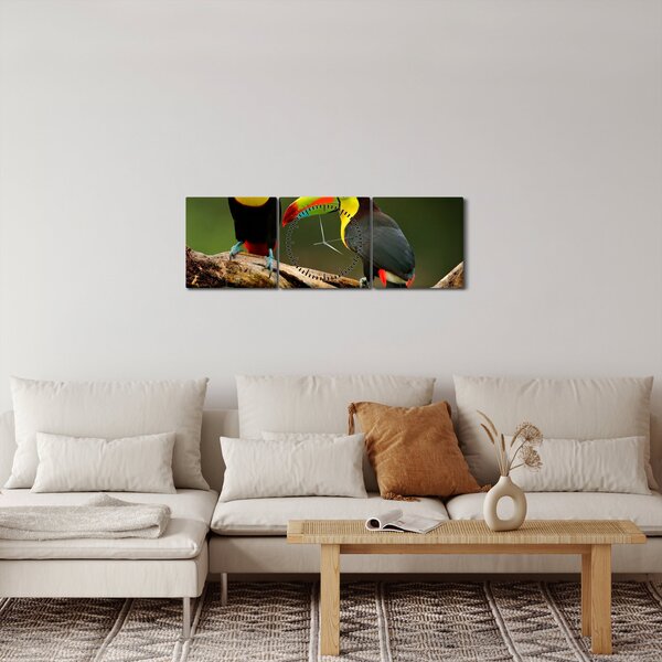 Tablou tucani sezând , Costa Rica (cu ceas) (90x30 cm)