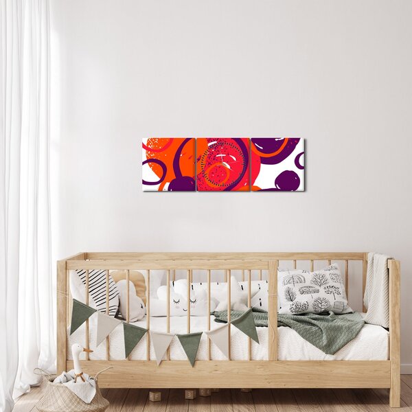 Tablou - Motiv cercuri în culori calde (cu ceas) (90x30 cm)