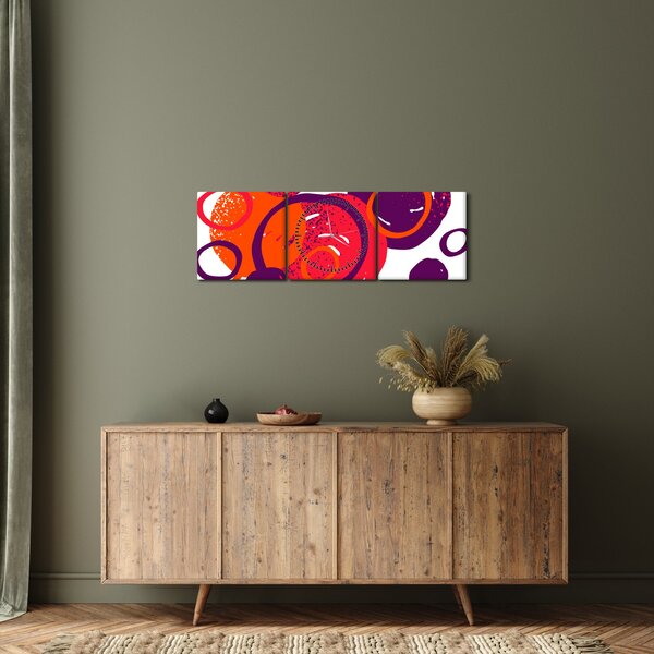 Tablou - Motiv cercuri în culori calde (cu ceas) (90x30 cm)