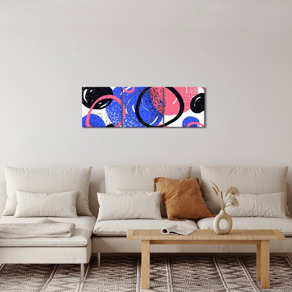 Tablou - Motiv cercuri în culori vii (cu ceas) (90x30 cm)