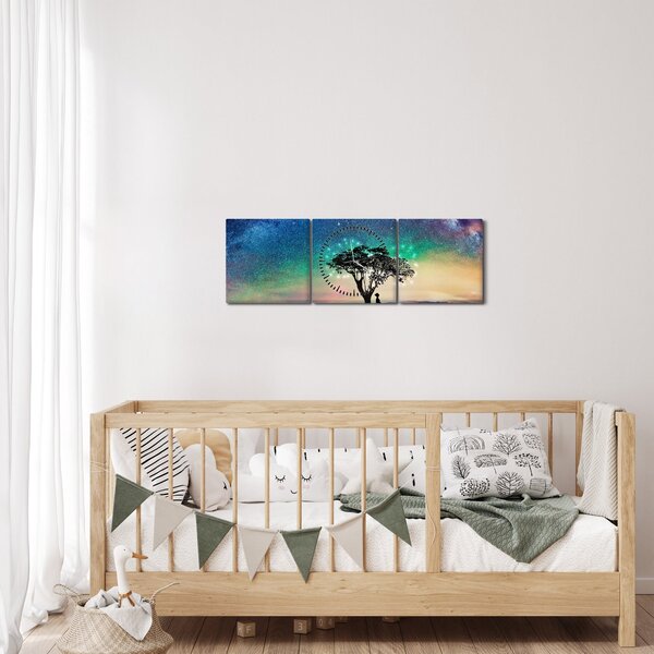 Tablou - Relaxare sub stele (cu ceas) (90x30 cm)