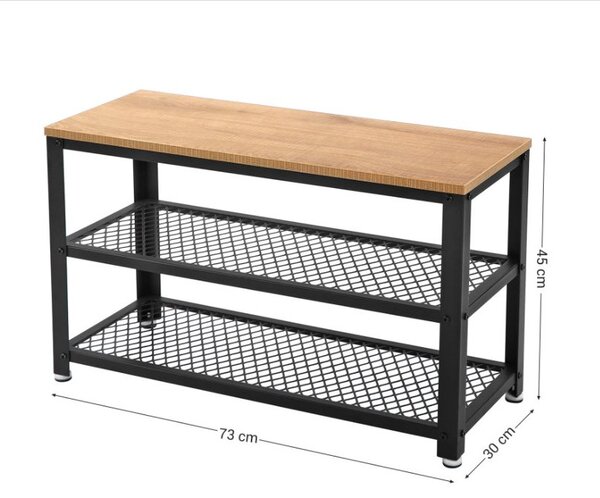 Dulap de incaltaminte cu 2 rafturi TAYLOR 73x45 cm, decor stejar