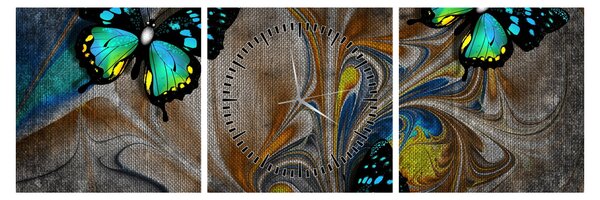 Tablou - Fluturi strălucitori în imagine (cu ceas) (90x30 cm)