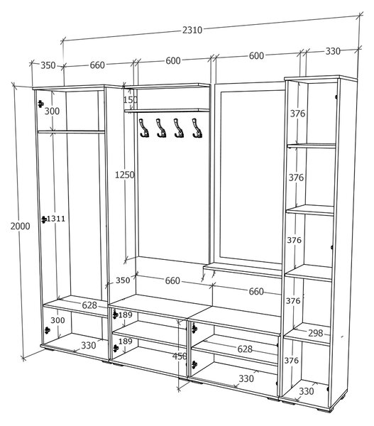 Set haaus V1, Antracit/Alb, L 300 cm