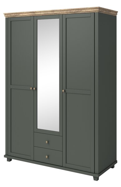 Dulap de haine cu oglindă Elvina S Typ 19 (verde + stejar lefkas). Promo -12%. 1031003