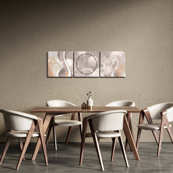 Tablou - Lebede fermecate (cu ceas) (90x30 cm)