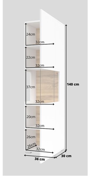 Vitrină Avernic Typ 05 (Alb + Stejar wotan). Promo -19%. 1042047
