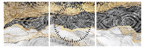 Tablou - Mandala în marmură (cu ceas) (90x30 cm)