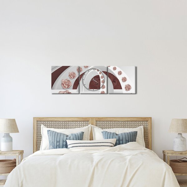 Tablou - Arcade 3D cu flori (cu ceas) (90x30 cm)