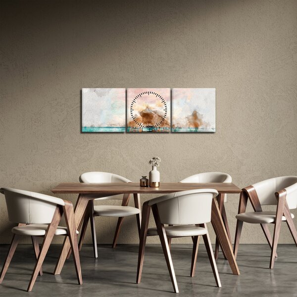 Tablou - Maldive, debarcader din lemn (cu ceas) (90x30 cm)