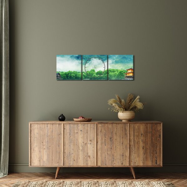 Tablou - Peisaj de vis (cu ceas) (90x30 cm)