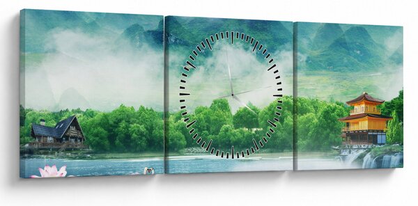 Tablou - Peisaj de vis (cu ceas) (90x30 cm)