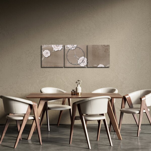 Tablou - Draperie cu flori (cu ceas) (90x30 cm)