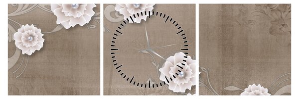 Tablou - Draperie cu flori (cu ceas) (90x30 cm)
