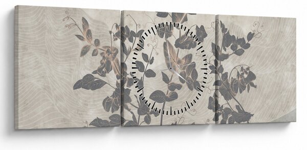 Tablou - Frunze texturate (cu ceas) (90x30 cm)