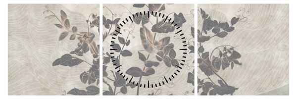 Tablou - Frunze texturate (cu ceas) (90x30 cm)