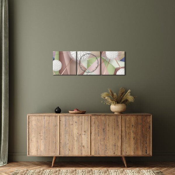 Tablou - 3D abstract culori pastel (cu ceas) (90x30 cm)