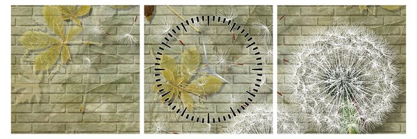 Tablou - Păpădii suflate de vânt (cu ceas) (90x30 cm)